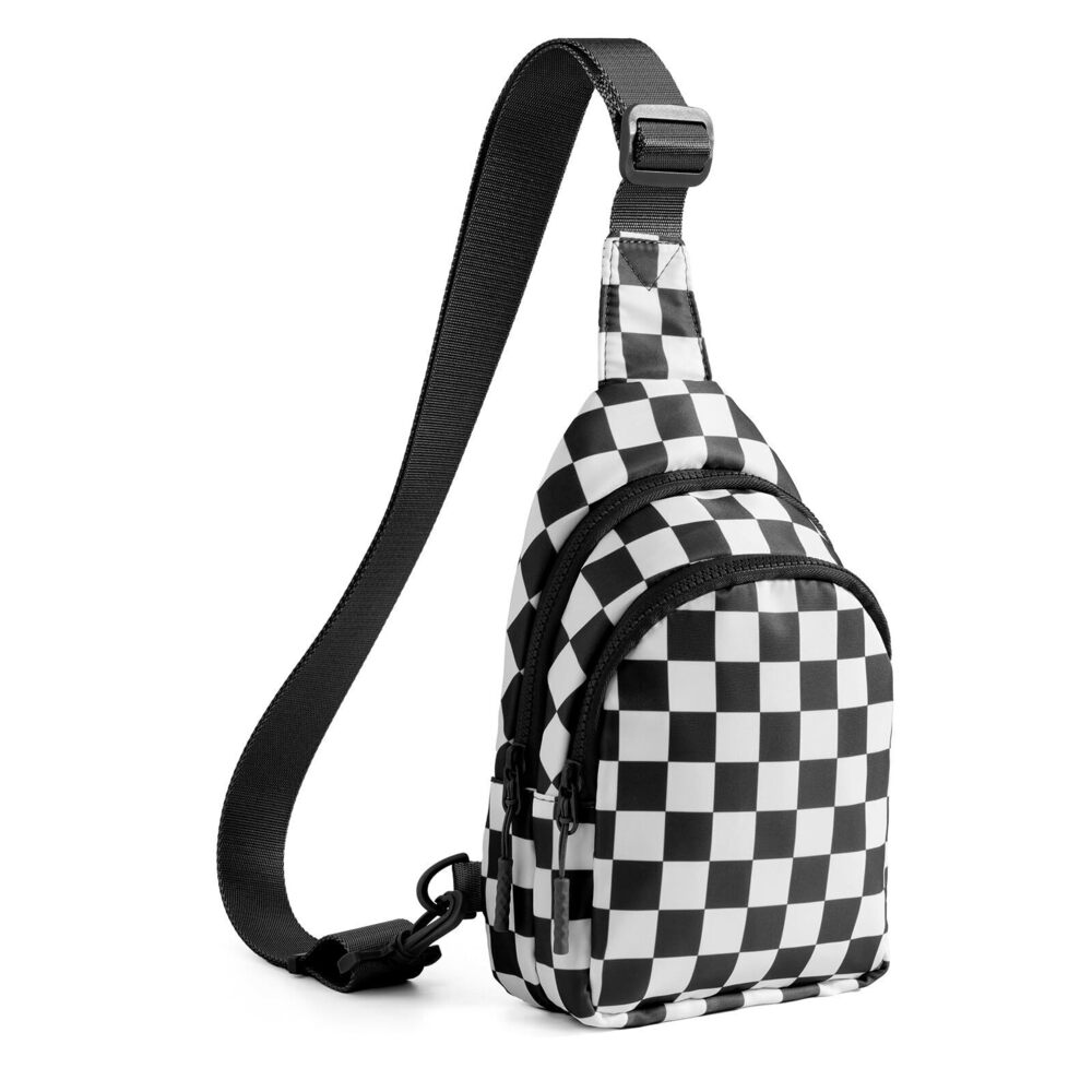 2006 Checkered Sling Bag Small Backpack Crossbody Chest Bag Fanny Packs